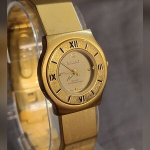 Vintage Anton Rusano Watch ~ Brushed Gold Tone, Roman Numeral Bezel, New Battery